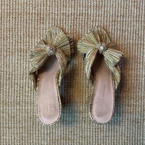 Loeffler Randall Gold Pleated Bow Heel